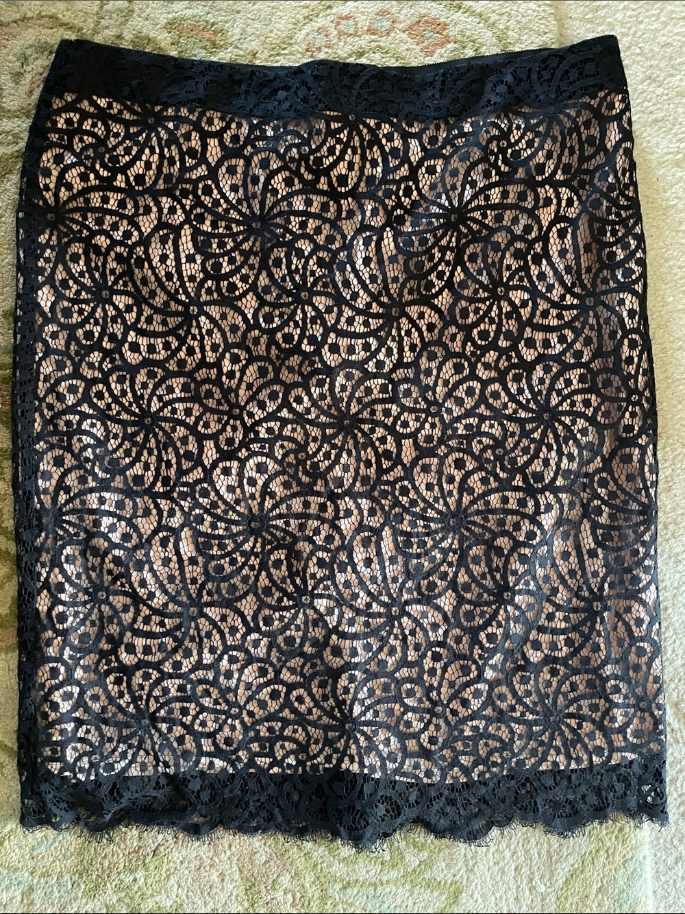 Part two black Lace Overlay nude knee Skirt - new